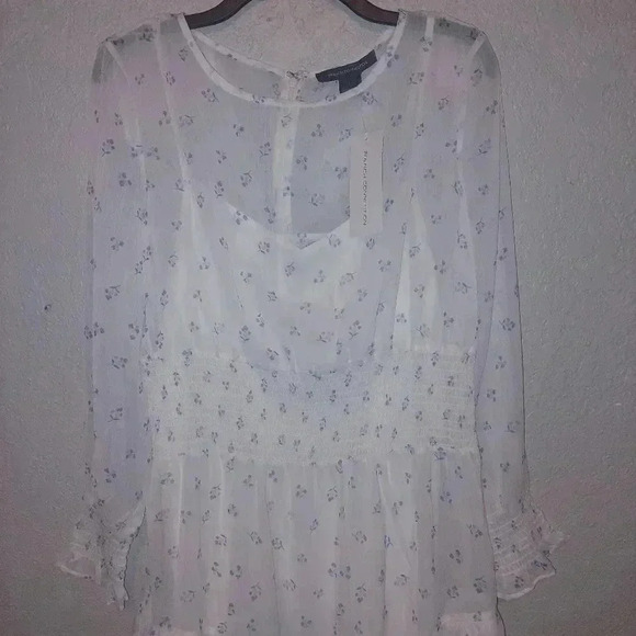 French Connection Cecilia Hallie Recycled Polyester Crinkle Ruffle Mini Dress L - Picture 5 of 13